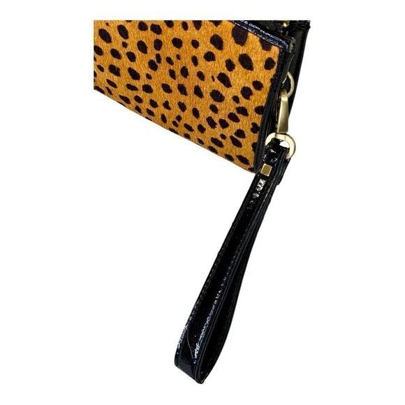 Vintage Talbots Wristlet Wallet Clutch Cheetah Animal Print Calf Hair Patent Lea - Picture 8 of 16